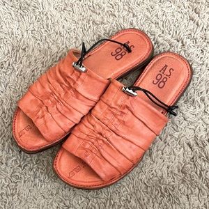 A.S. 98 Orange Leather Sandals: Size 39 (8)